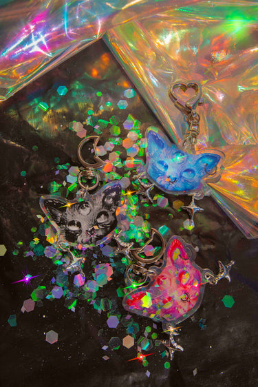 Blue Pierced Kitty Bottle Charm