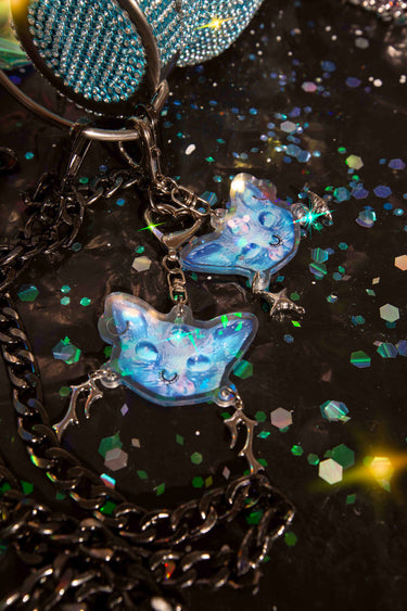 Blue Pierced Kitty Bottle Charm