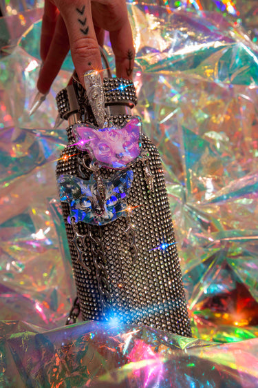 Black Pierced Kitty Bottle Charm