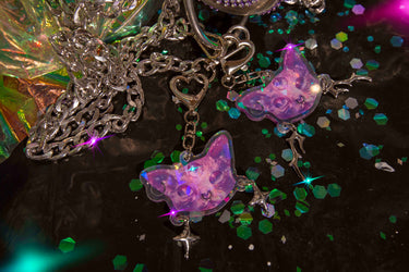 Purple Pierced Kitty Bottle Charm